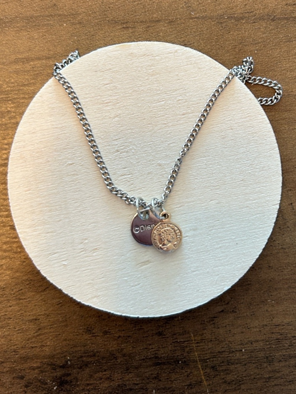 Delicate Silver Tone Pendant Necklace with Purple Accent Charm